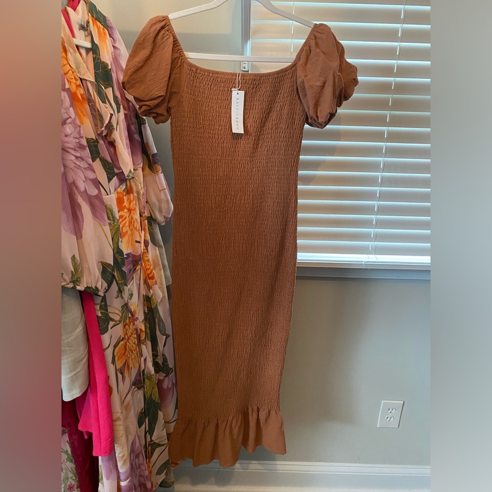Baltic born Alana smocked midi dress
